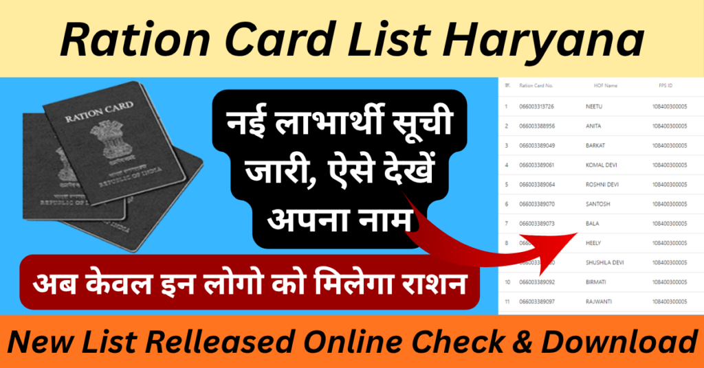 हरियाणा राशन कार्ड लिस्ट 2026: नई सूची मे अपना नाम देखें 1 हरियाणा राशन कार्ड लिस्ट